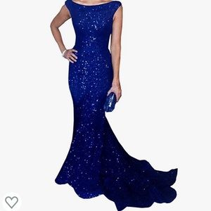 Royal Blue Evening Gown with train size 14
